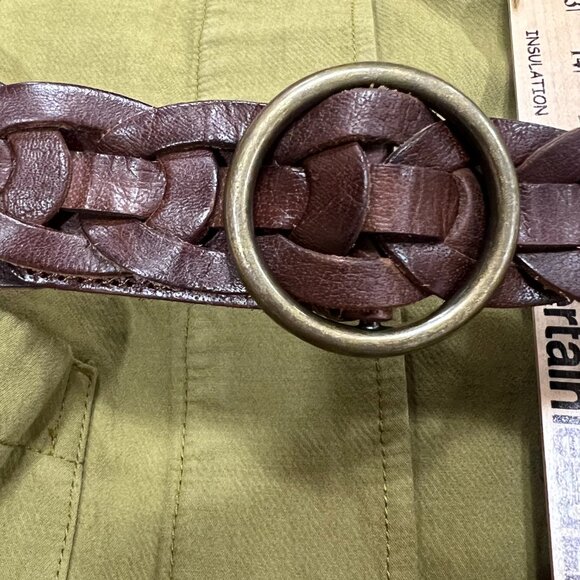 H&M Linen Blend Green Utility Jacket w Braided Leather Holister Belt Size 2 - Picture 15 of 16
